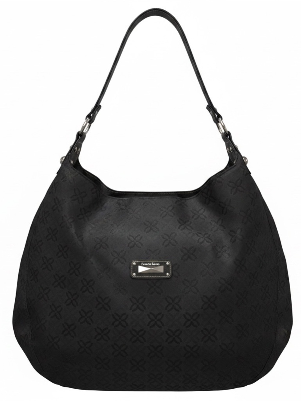 Francesco Biasia Black Logo-Embossed Hobo Shoulder Bag
